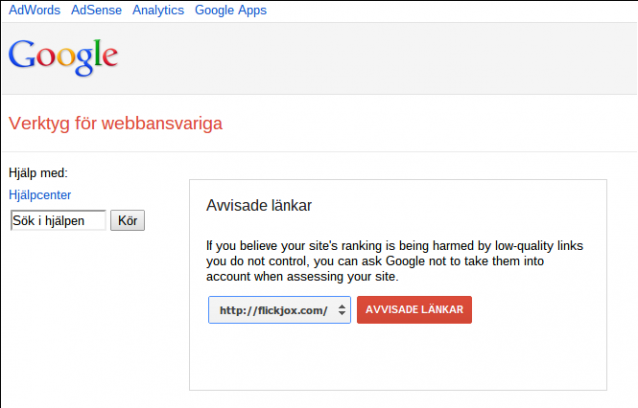 disavow links - avvisa länkar