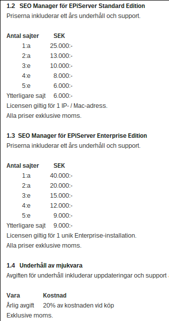 Screenshot 2012-10-27 15:20:07 Prislista - SEO Manager för EPiServer